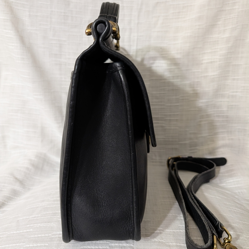 Vintage 90's Coach Black Willis Turn Lock Single Flap Leather Satchel Bag 9927 - Picture 5 of 15
